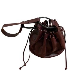 Ulla Johnson Burgundy Leather Bucket Bag